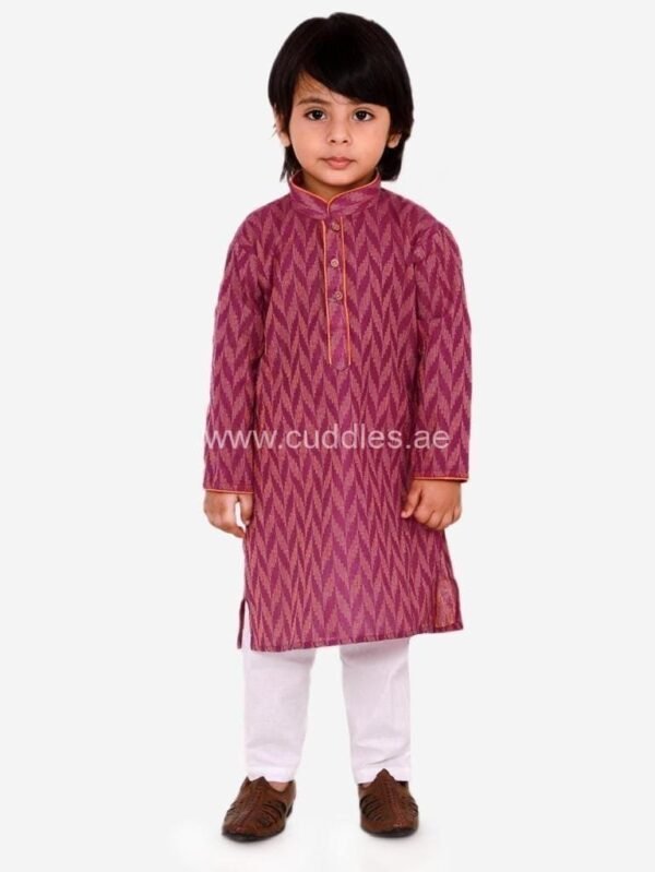 Mauve handloom kurta pajama set