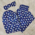 Unisex Navy blue elephant print PJ set