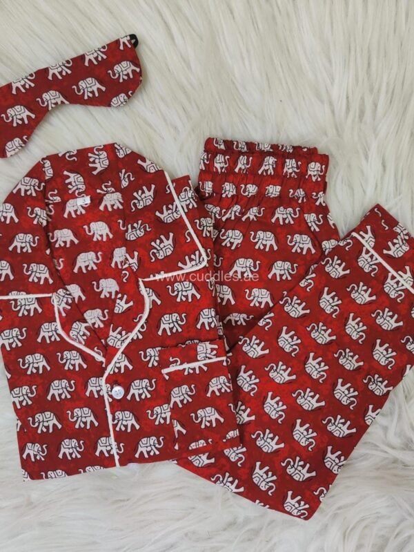 Unisex Red elephant print PJ set