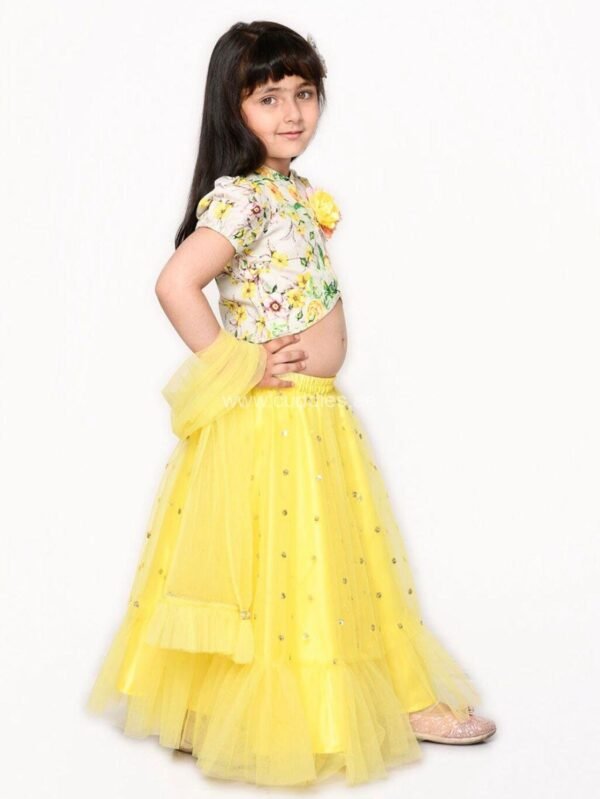 Yellow and green Floral Lehenga and Choli set - Image 2