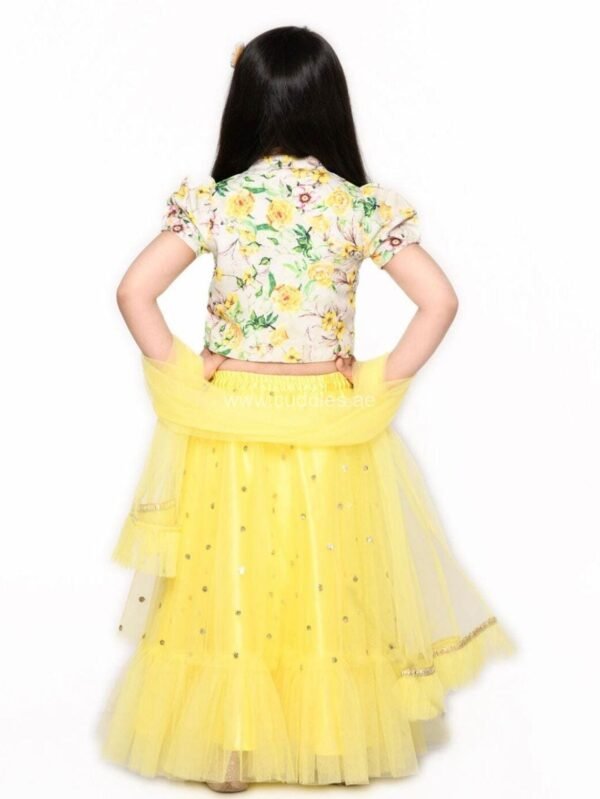 Yellow and green Floral Lehenga and Choli set - Image 4
