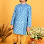 Blue and Mustard yellow Dhoti Kurta set