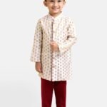 Off white and maroon Sherwani