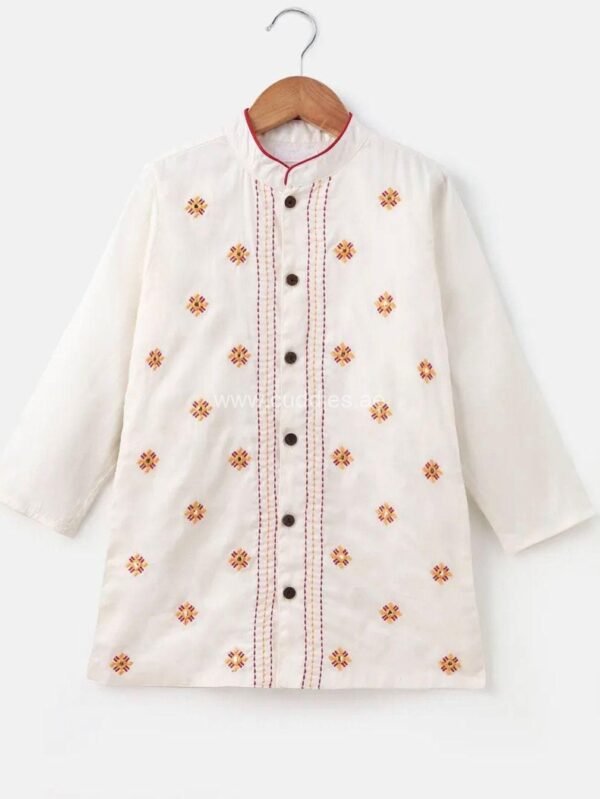 Off white embroidered Kurta Dhoti set - Image 2