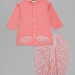 Peach embroidered Dhoti Kurta set