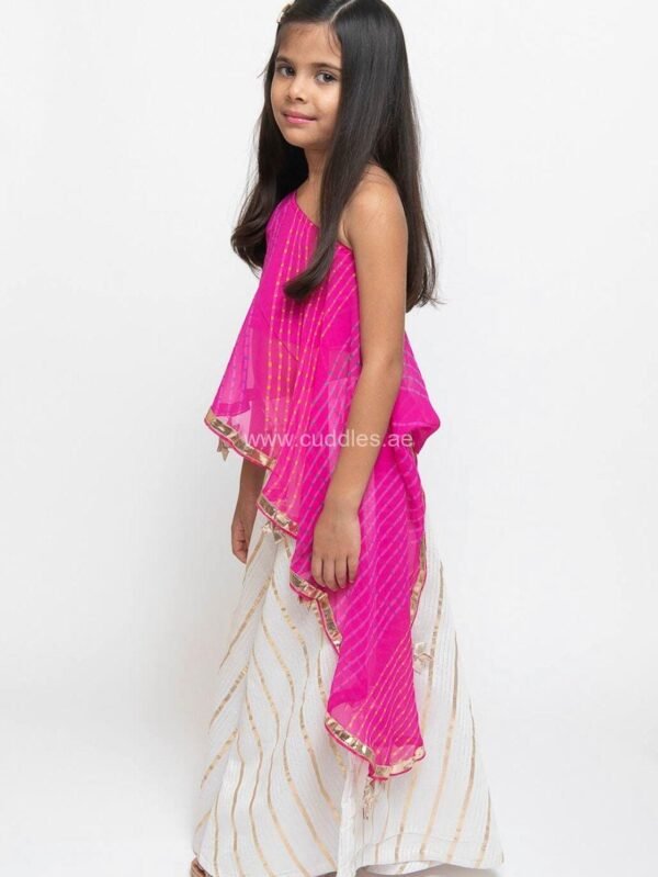 Rani pink one shoulder Top with palazzo pants - Image 2