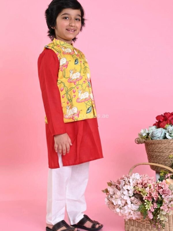 Pichwayi printed Jacket and Kurta  pajama set - Image 3