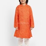 Orange leheriya printed Kurta pajama