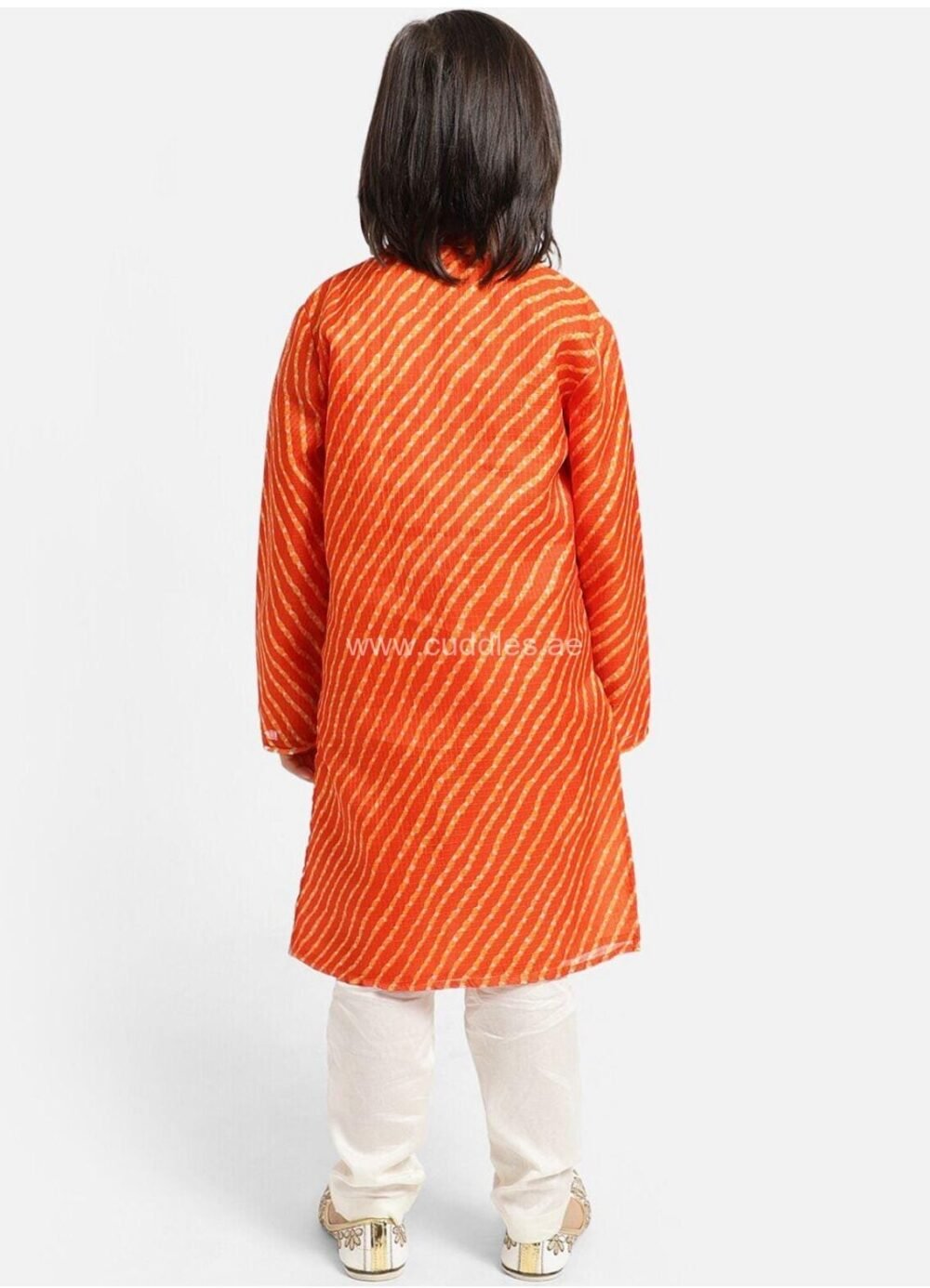 Orange leheriya printed Kurta pajama - Image 2