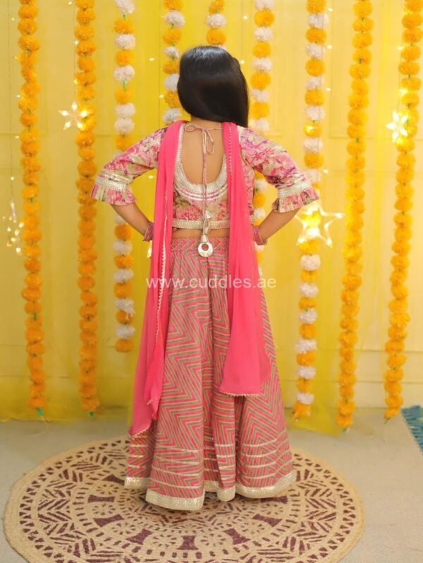 Pink and grey cotton Lehenga Choli with Dupatta - Image 3