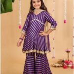 Purple Kurta with Sharara and Dupatta