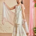 White embroidered Kurti with Sharara