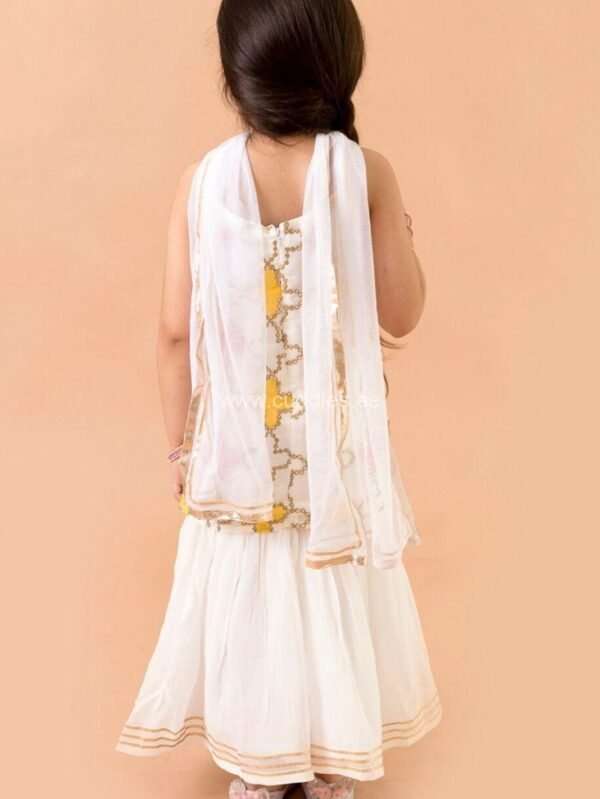White embroidered Kurti Sharara set - Image 4