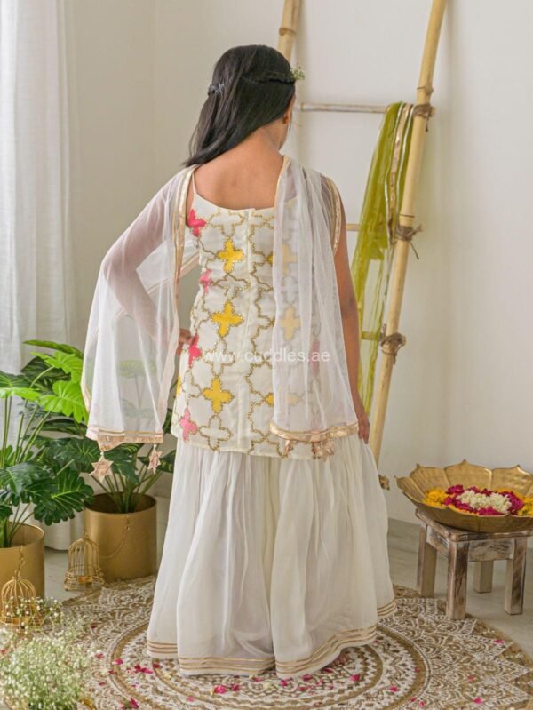 White embroidered Kurti Sharara set - Image 2