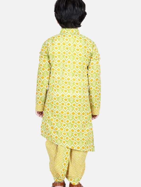 Yellow green printed Kurta with Dhoti pants - Image 5