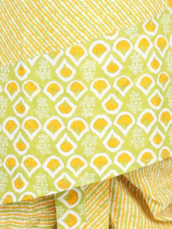 Yellow green printed Kurta with Dhoti pants - Image 4