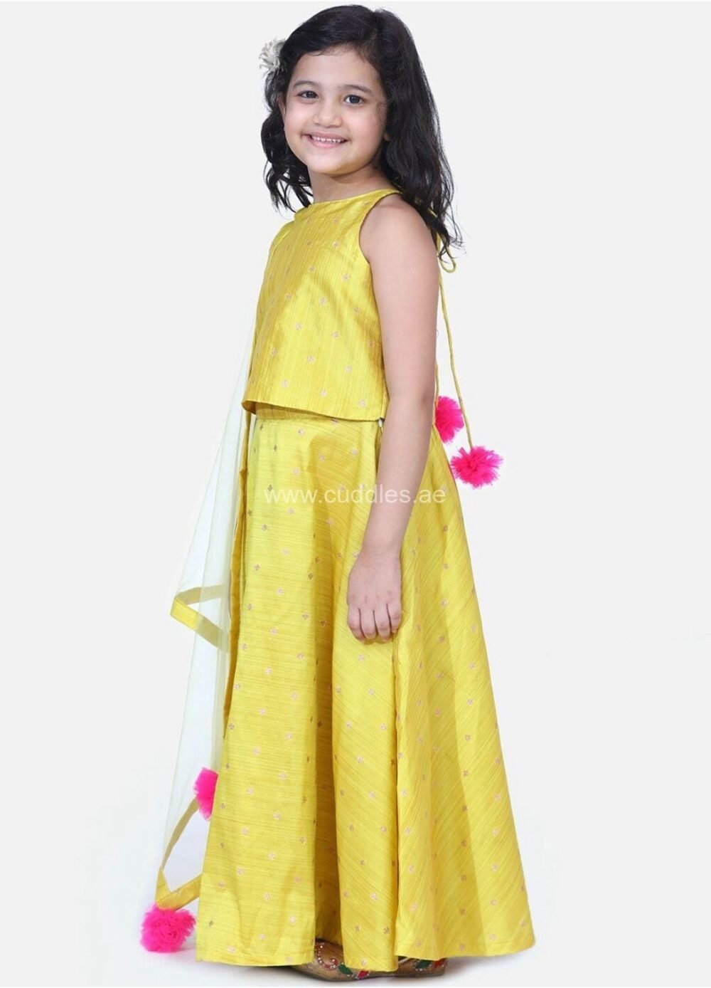 Golden yellow Lehenga and Choli with Dupatta set - Image 3
