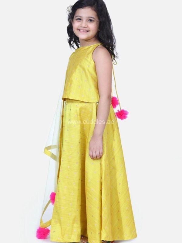 Golden yellow Lehenga and Choli with Dupatta set - Image 3