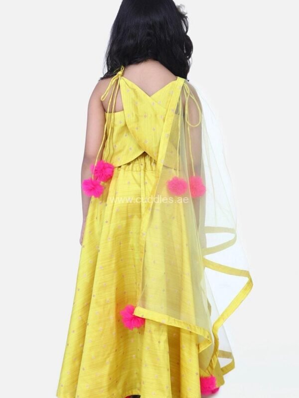 Golden yellow Lehenga and Choli with Dupatta set - Image 2