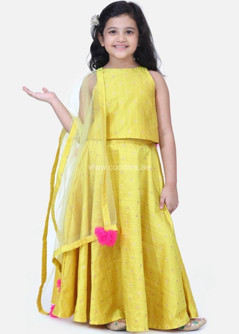 Golden yellow Lehenga and Choli with Dupatta set