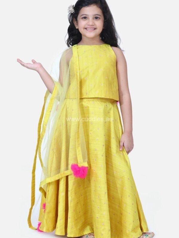 Golden yellow Lehenga and Choli with Dupatta set