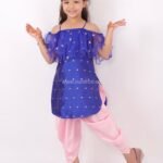 Pretty Blue and Pink Kurti with Dhoti set