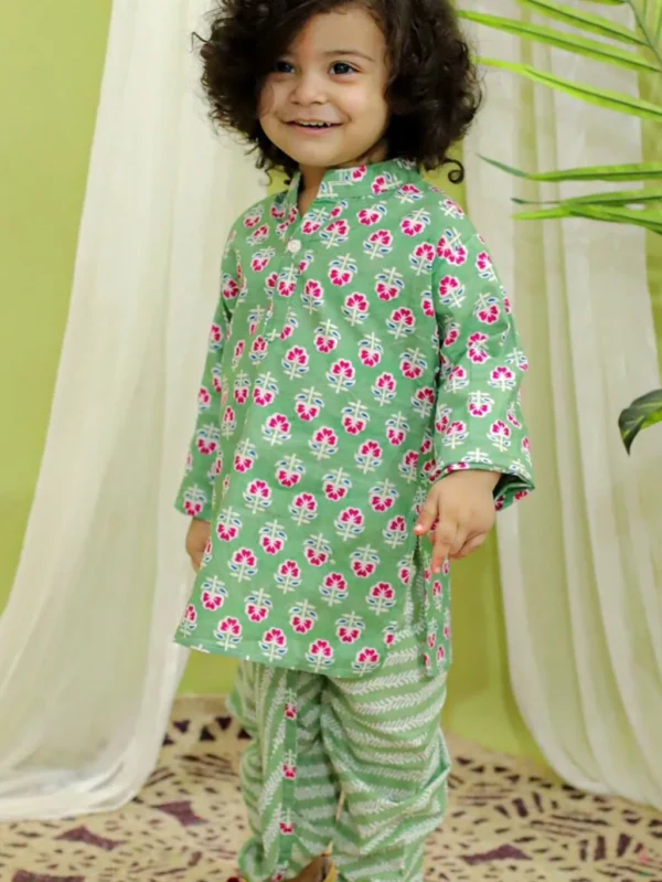 Green printed Dhoti kurta set
