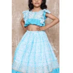 Blue and white crop top and skirt set