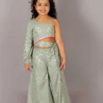 Pari fusion green crop top and palazzo set