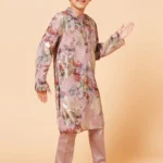 Mauve gold toned kurta and pajama set