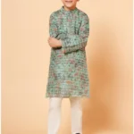 Green gota lace work woven kurta with pajama set