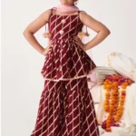 Burgundy self design Kurta with Sharara with dupatta