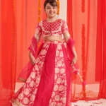 Magenta and gold toned panel Lehenga Choli with Dupatta