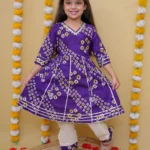 Purple Bandhani Kurti Salwar set