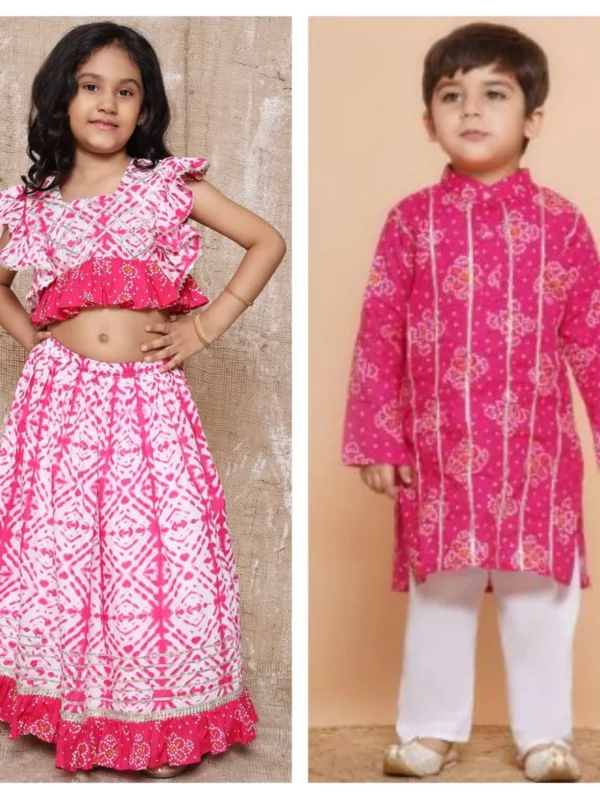 Rani Pink crop top and skirt set - Image 2
