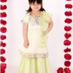 Light Green and yellow  Kurta with Sharara and Dupatta