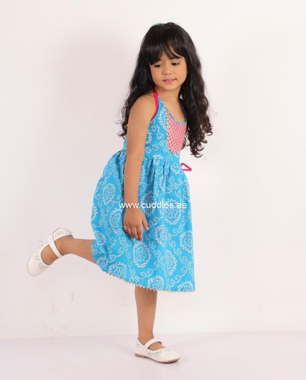 Cotton tie-dye bandhani print halter neck dress - Image 2