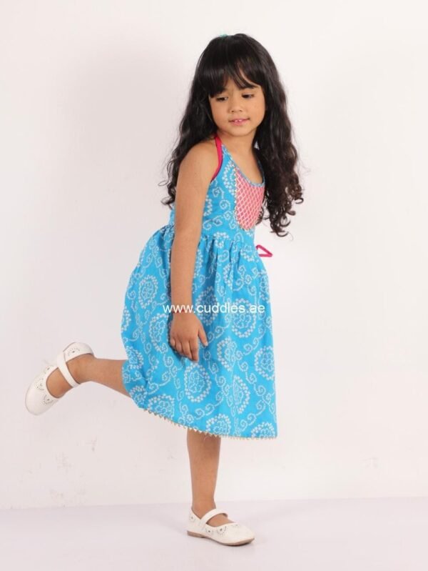 Cotton tie-dye bandhani print halter neck dress - Image 2