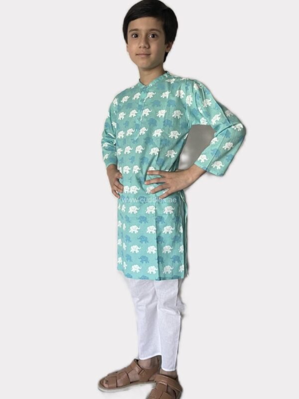 Elephant print kurta with pyjama - Image 3