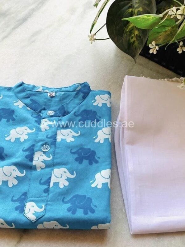 Elephant print kurta with pyjama - Image 3
