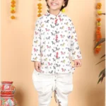 Boys Ethnic Horse printed Pure Cotton Kurta with Dhoti set