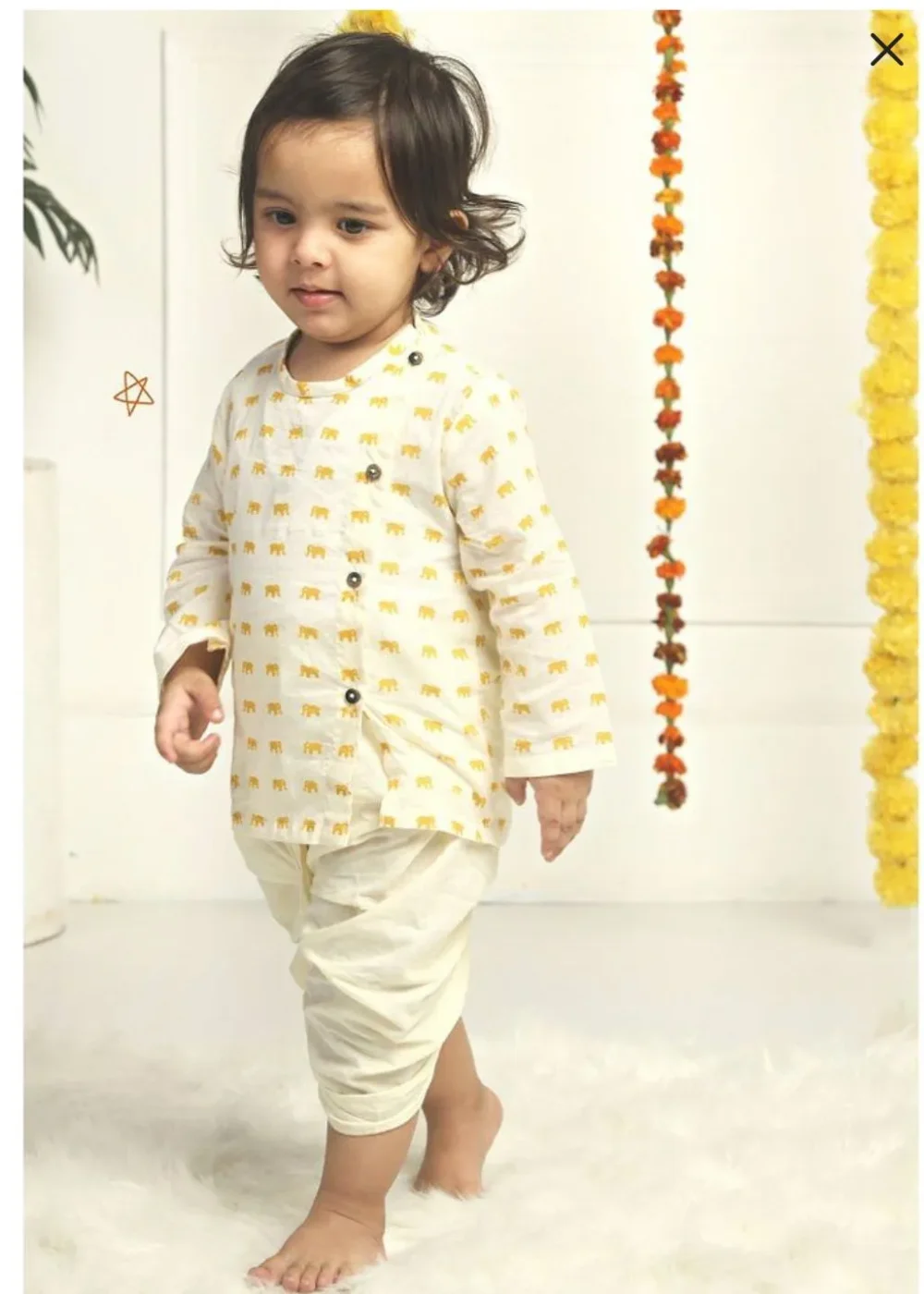 Elephant printed Pure Cotton Kurta with Dhoti - Image 2