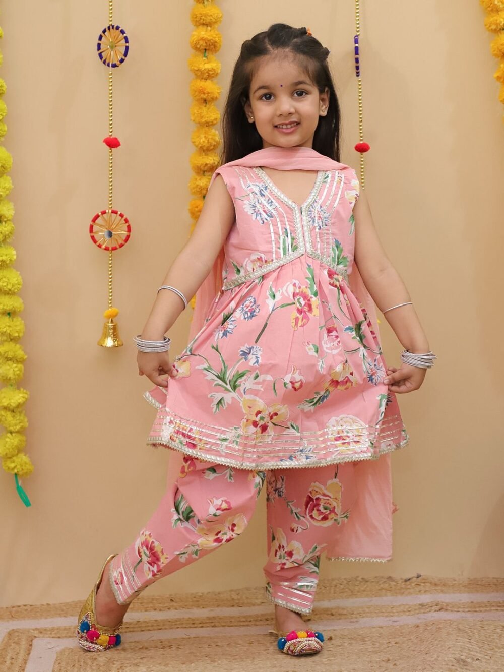 Pastel pink Kurti with Dhoti pants set