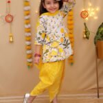 Saira Yellow Floral printed Kurti and Dhoti pants