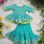 Aqua blue Kurti Sharara set