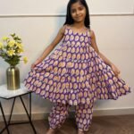 Purple floral print Kurti and pant sets