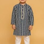 Royal blue Kurta with white pajama set