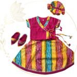 Rani pink leheriya Baby Girl  Jaamna sets