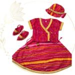 Rani pink leheriya Baby Girl  Jaamna sets