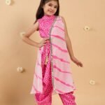 Pink 3 piece Dhoti  set